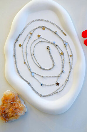 İkili Çelik Bel Zinciri – Yıldız Charmlı