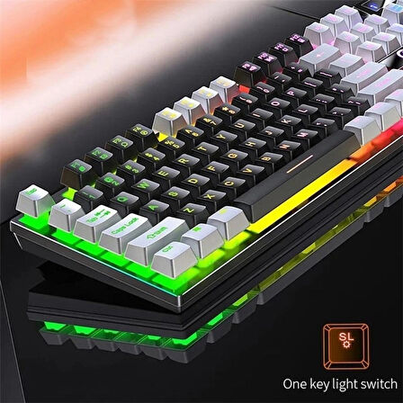104 Tuşlu Gaming Klavye Rgb Işıklı Animasyon Modlu Mekanik Hisli Klavye Oyuncu Klavyesi 
