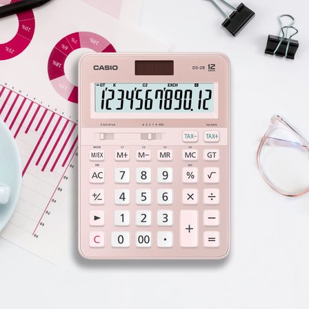 Casio Ds-2B-Pk Pembe Profesyonel 12 Hane Masaüstü Hesap Makinesi