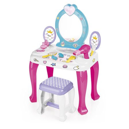 Dolu Oyuncak Unicorn Makyaj Masası ve Tabure Seti 2568