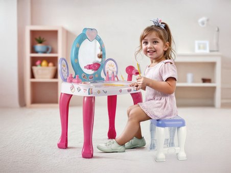 Dolu Oyuncak Unicorn Makyaj Masası ve Tabure Seti 2568