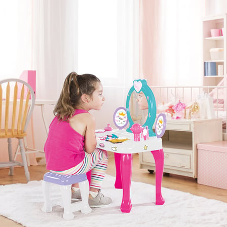 Dolu Oyuncak Unicorn Makyaj Masası ve Tabure Seti 2568