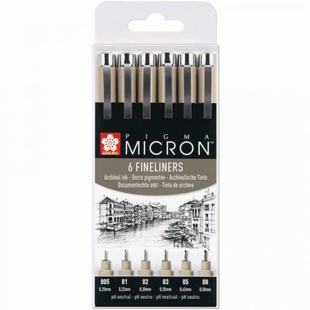 Talens Sakura Pigma Micron Teknik ve İllüstrasyon Çizim Kalem Seti 6 Lı Set