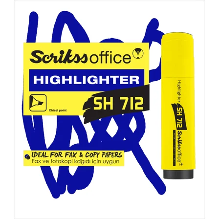 Scrikss Fosforlu Kalem Office Sarı (12 Li Paket) Sh 712