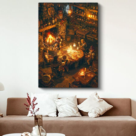 Maceraperestler Hanı - Şömine Işığında Anime Kanvas Tablo