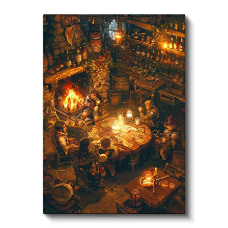 Maceraperestler Hanı - Şömine Işığında Anime Kanvas Tablo