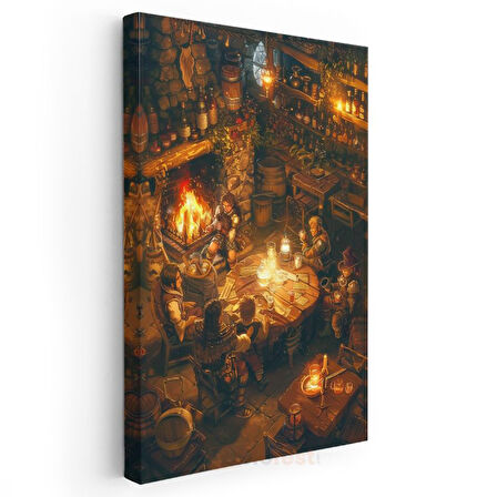 Maceraperestler Hanı - Şömine Işığında Anime Kanvas Tablo