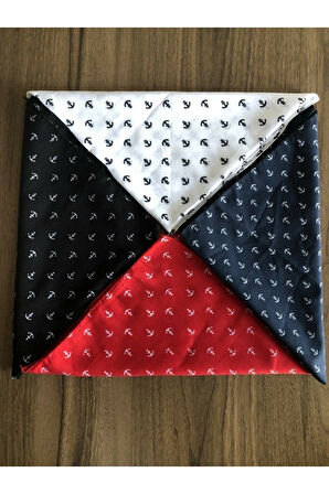 Pamuklu 4 Adet Çapa Desenli Bandana 4 Farklı Renk Pamuklu Kumaş