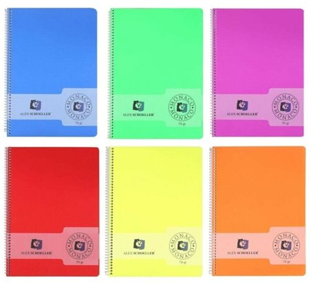 Alex Schoeller A4 80 Yaprak Çizgisiz Plastik Kapak Spiralli Defter Alx-571 (Karışık Renk, 1 Adet)