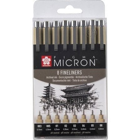 Talens Sakura Pigma Micron Teknik ve İllüstrasyon Çizim Kalem Seti 8 Li Set Bpoxsdk8