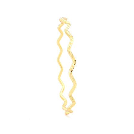 İmitasyon Ajda Bilezik Desenli Zigzag Model Altın Kaplama Çelik Blz-3098