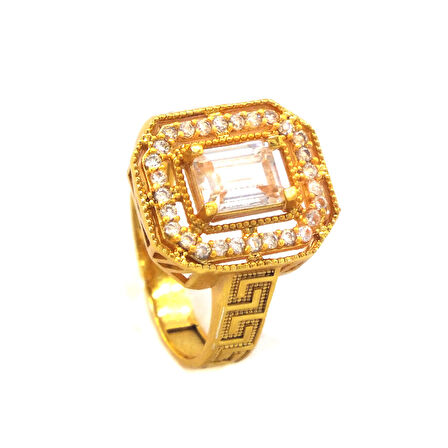 Altın Kaplama 2 Sıra Zirkon Taşlı Baget Yüzük YZK-450