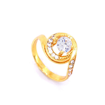 Çelik Tektaş Yüzük Altın Kaplama YZK-208