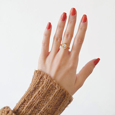 Çelik Tektaş Yüzük Altın Kaplama YZK-208