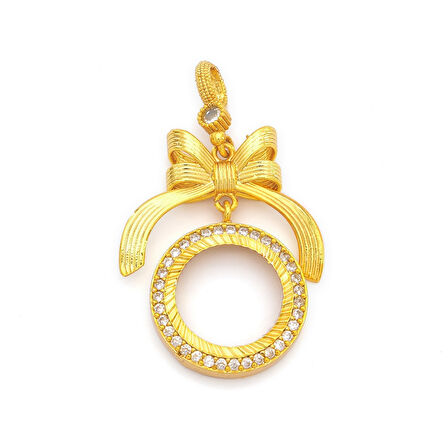 ALtın Kaplama Kurdeleli Çeyrek Altınlı İçi Boş Kolye Ucu TGR-725