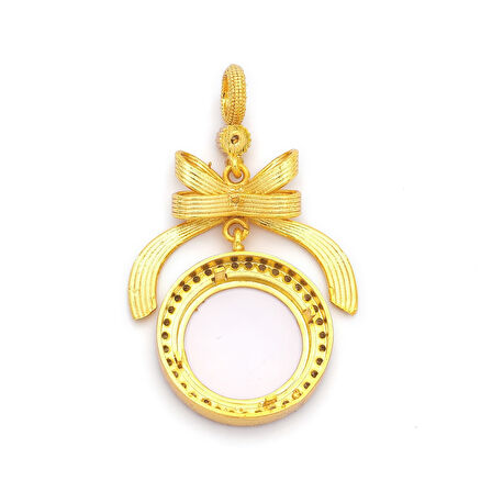 ALtın Kaplama Kurdeleli Çeyrek Altınlı İçi Boş Kolye Ucu TGR-725