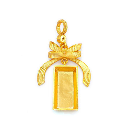 Altın Kaplama Kurdeleli Külçe Altın Kolye Ucu TGR-726