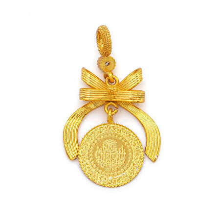 Altın Kaplama Kurdeleli Çeyrek Kolye Ucu TGR-728