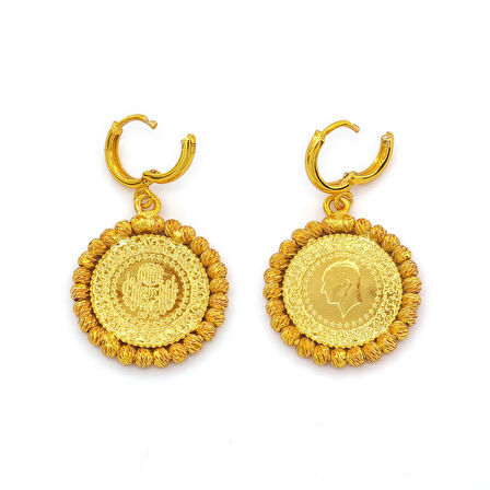 Altın Kaplama Dorikalı Çeyrekli Küpe UNK-823