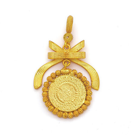 Altın Kaplama Kurdeleli Dorikalı Çeyrek Kolye Ucu TGR-727