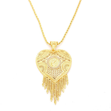 Altın Kaplama Hint Model Desenli Kolye KLY-647