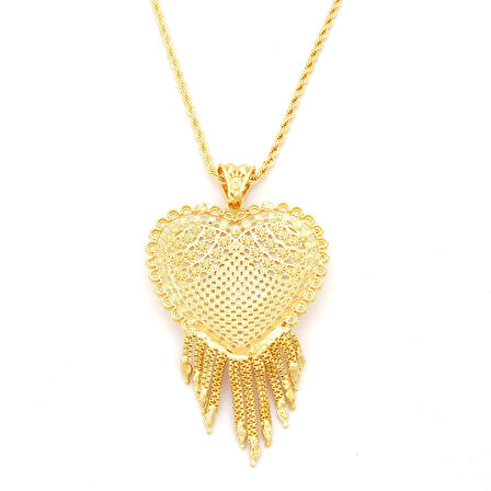 Altın Kaplama Hint Model Desenli Kolye  KLY-648