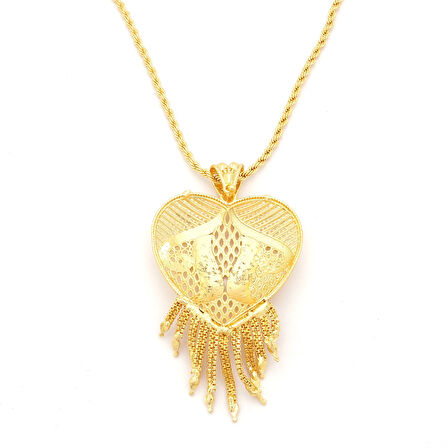 Altın Kaplama Hint Model Desenli Kolye KLY-656