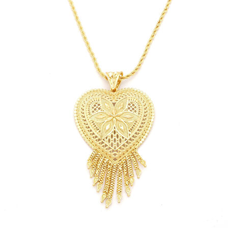 Altın Kaplama Hint Model Desenli Kolye KLY-655