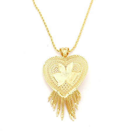 Altın Kaplama Hint Model Desenli Kolye KLY-655