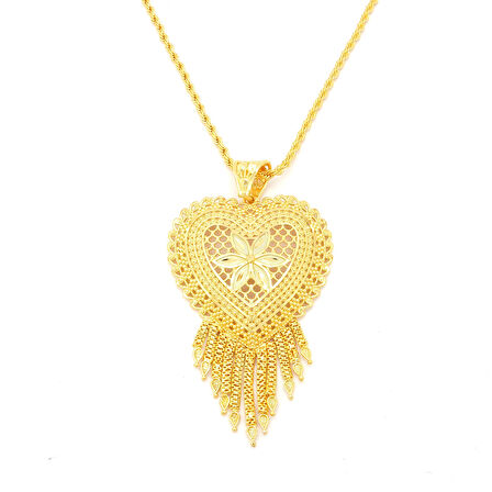 Altın Kaplama Hint Model Desenli Kolye KLY-654