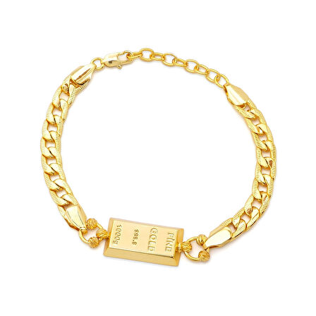 İmitasyon Altın Kaplama Çizgili Figaro Desenli Külçe Bileklik BLK-1151