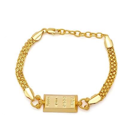 İmitasyon Altın Kaplama Hazır Zincir Desenli  Külçe Bileklik BLK-1152