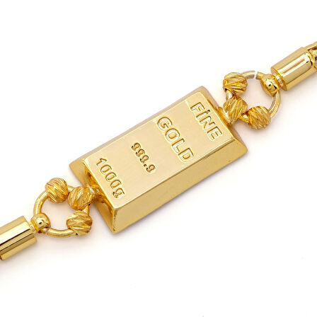 İmitasyon Altın Kaplama Örgü Desenli Külçe Bileklik BLK-1154