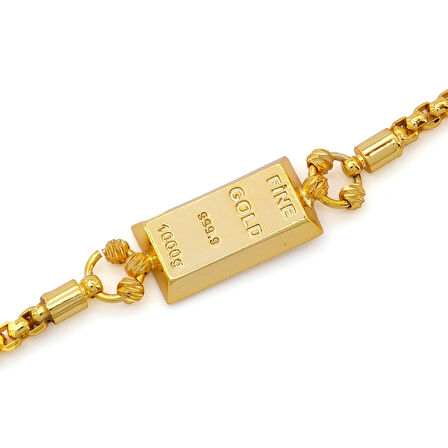 İmitasyon Altın Kaplama Çizgili Figaro Desenli Külçe Bileklik BLK-1156