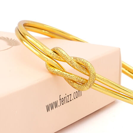 Altın Kaplama İmitasyon Simli Ajda Aşk Düğümü Bilezik BLZ-3114