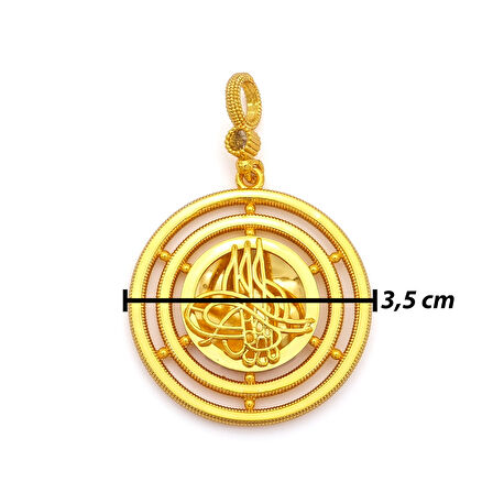 Altın Kaplama İmitasyon Ajda Desenli Tuğralı Küçük Boy Kolye Ucu TGR-734