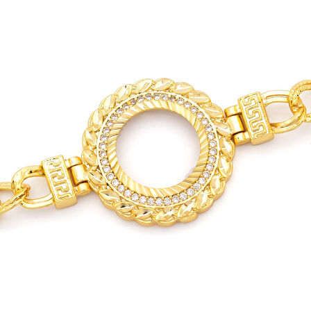 Altın Kaplama İmitasyon Desenli Figaro Model Çeyrek Çerçeve Bileklik BLK-1158