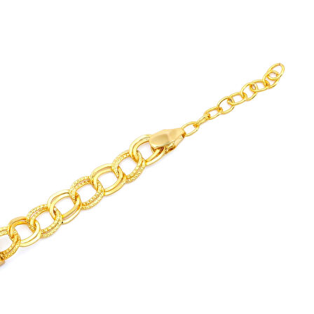 Altın Kaplama İmitasyon Zirkon Taşlı Desenli Figaro Model Çeyrek Çerçeve Bileklik BLK-1160