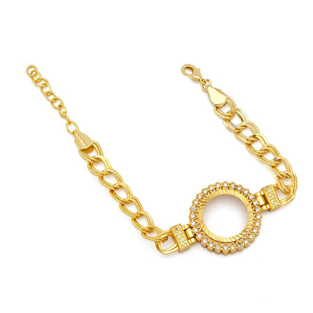 Altın Kaplama İmitasyon İşlemeli Figaro Model Çeyrek Çerçeve Bileklik BLK-1161