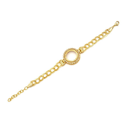 Altın Kaplama İmitasyon İşlemeli Figaro Model Çeyrek Çerçeve Bileklik BLK-1161