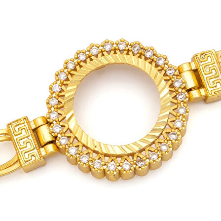 Altın Kaplama İmitasyon İşlemeli Figaro Model Çeyrek Çerçeve Bileklik BLK-1161