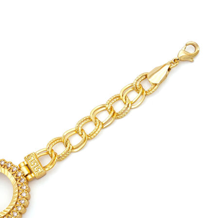 Altın Kaplama İmitasyon İşlemeli Figaro Model Çeyrek Çerçeve Bileklik BLK-1161