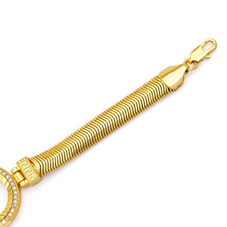 Altın Kaplama İmitasyon Zirkon Taşlı İtalyan  Çeyrek Çerçeve Bileklik BLK-1172