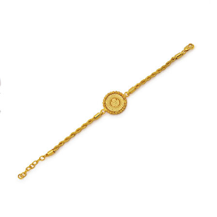 Altın Kaplama Çeyrekli Dorika Çerçeve Burgu Zincirli Bileklik BLK-1173