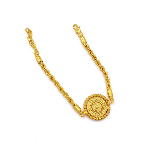 Altın Kaplama Çeyrekli Dorika Çerçeve Burgu Zincirli Bileklik BLK-1173