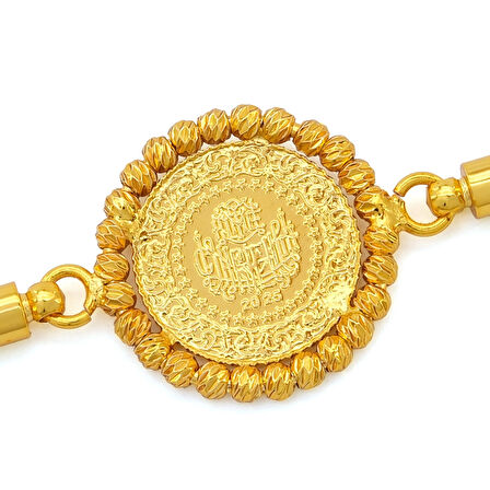 Altın Kaplama Çeyrekli Dorika Çerçeve Burgu Zincirli Bileklik BLK-1173