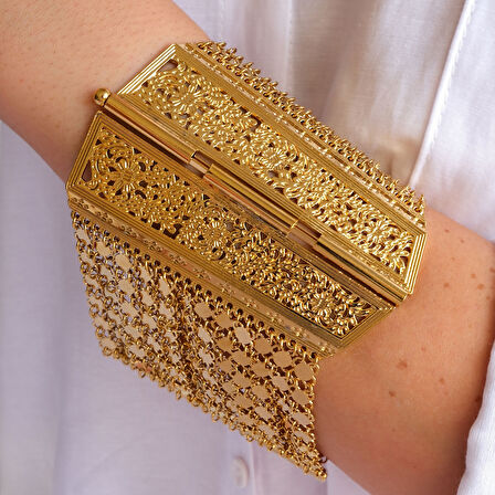 Altın Kaplama İmitasyon Urfa Akıtma Desenli Bilezik BLZ-3129