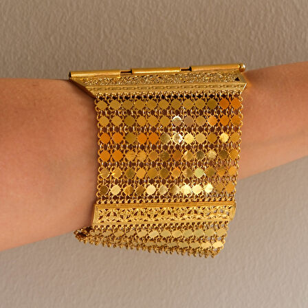 Altın Kaplama İmitasyon Urfa Akıtma Desenli Bilezik BLZ-3129