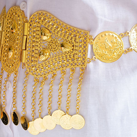 Altın Kaplama İmitasyon Desenli Üçgen Model Urfa Akıtma Kemer KMR-122