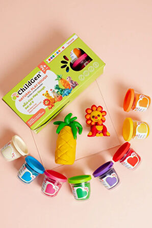 ChildGen Doğal Oyun Hamuru - Mini-Cup- 8'li Set (8x65gr)
